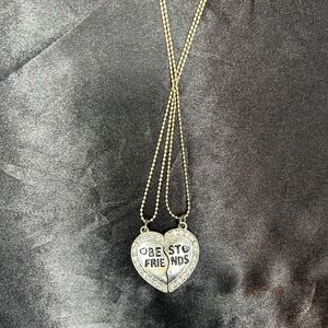 Adorable Y2K Best Friend Silver Tone Magnetic Heart Necklace Set